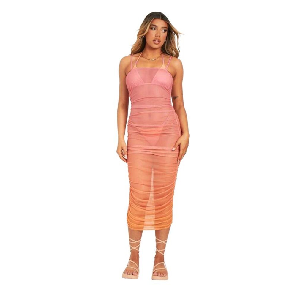 Missy Empire Womens/Ladies Mesh Midaxi Dress / Pink